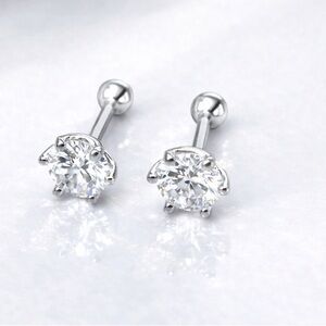 moissanite Screw backs stud earrings-0.5 & 0.5 short post 6mm-EM017-0.5ct-6mm